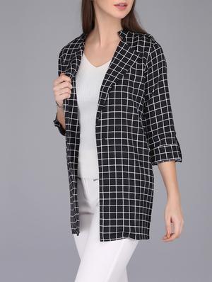 back pleat checkered shrug - 15727044 - Standard Image - 2