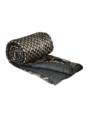 Black Base Sanganeri Print Single Bed Quilt - 15727146 - Standard Image - 2