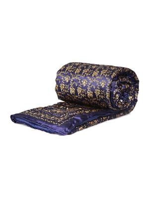 Blue Base Golden Elephant Print Single Quilt - 15727147 - Standard Image - 2