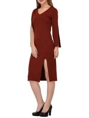 high slit v-neck dress - 15727280 - Standard Image - 2