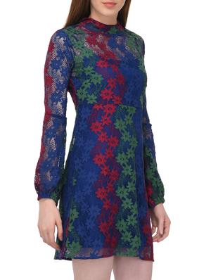 mock neck floral lace a-line dress - 15727282 - Standard Image - 2