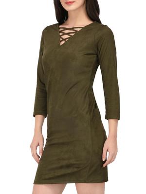 criss cross neck detail sheath dress - 15727286 - Standard Image - 2