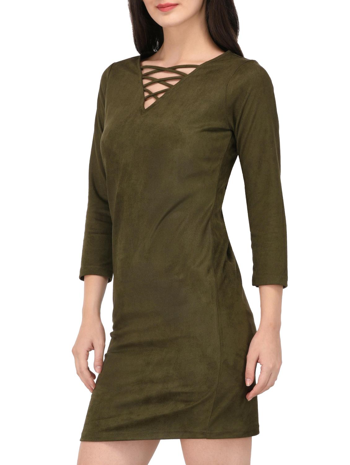 criss cross neck detail sheath dress - 15727286 - Zoom Image - 2