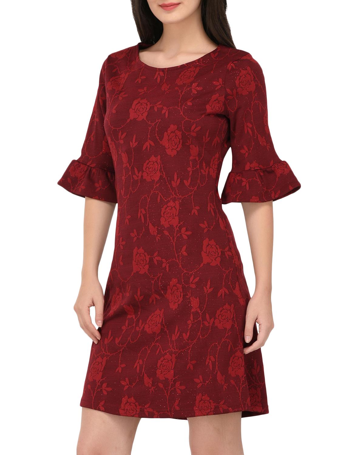 bell sleeved floral a-line dress - 15727288 - Zoom Image - 2