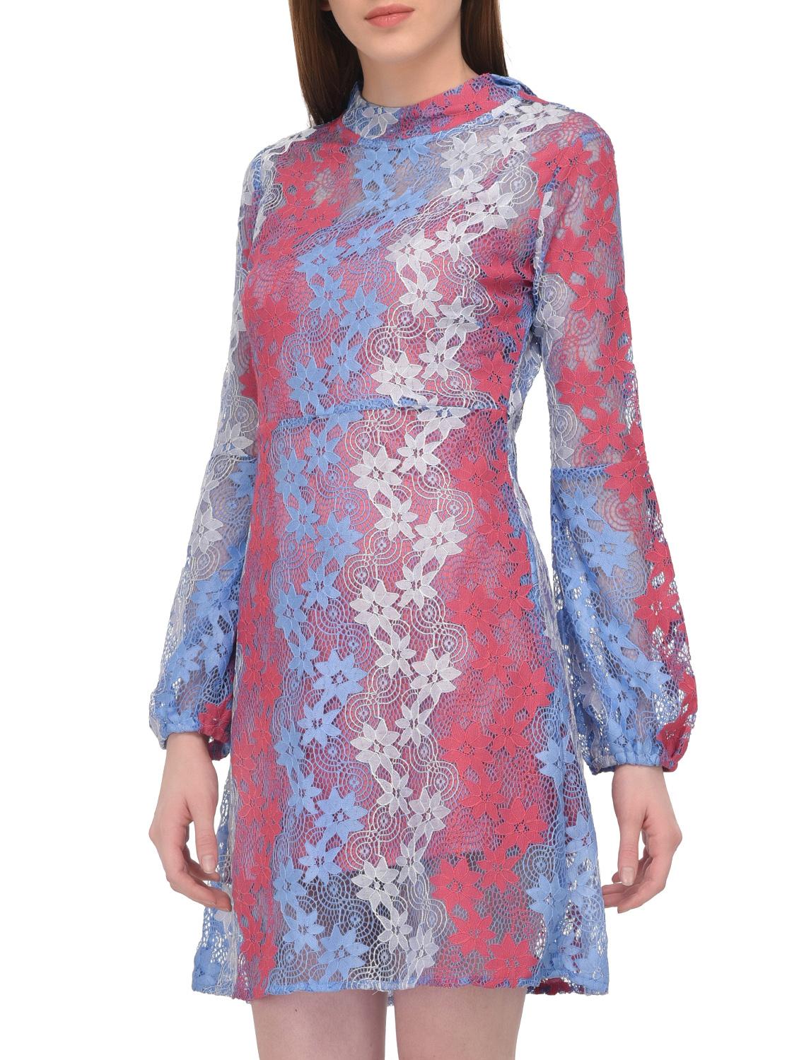 mock neck floral lace a-line dress - 15727289 - Zoom Image - 2
