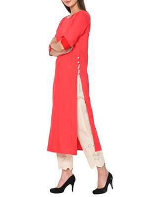 Pink straight kurta - 15727315 - Standard Image - 2