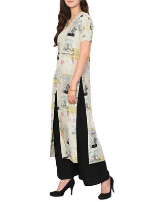 Printed high slit kurta - 15727318 - Standard Image - 2