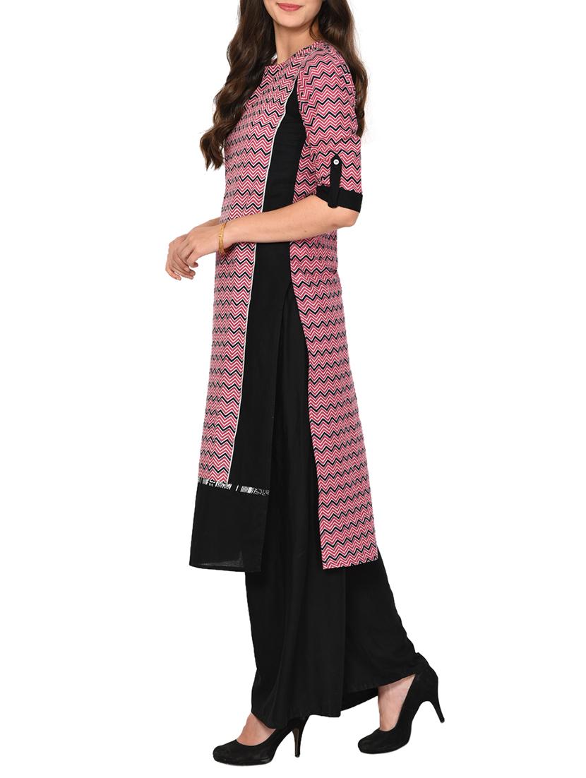 Chevron straight kurta - 15727322 - Zoom Image - 2
