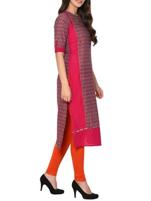 Chevron straight kurta - 15727323 - Standard Image - 2
