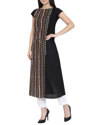 A-line double slit chevron kurta - 15727329 - Standard Image - 2