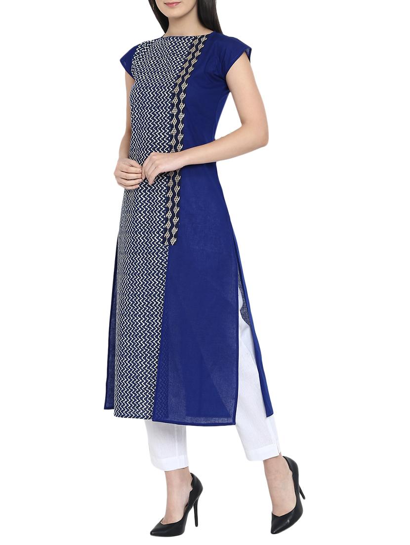 Chevron straight kurta - 15727330 - Zoom Image - 2
