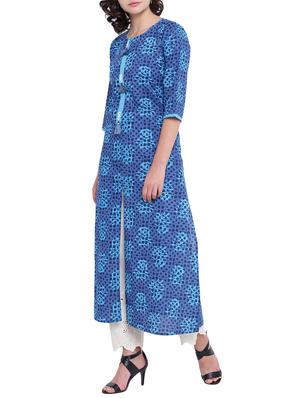 A-line printed slit kurta - 15727398 - Standard Image - 2