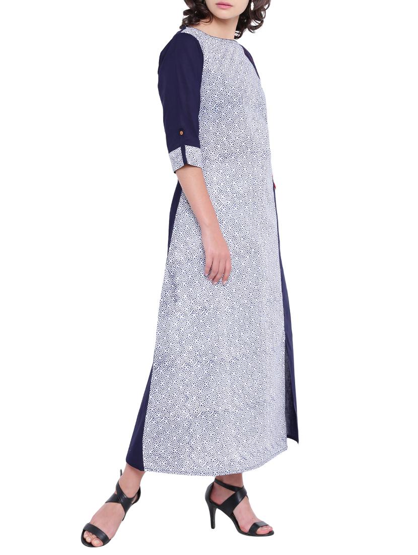 A-line printed kurta with tassels - 15727405 - Zoom Image - 2