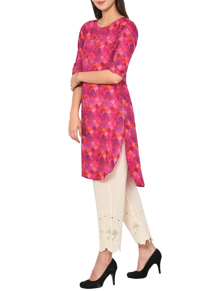 Printed high low kurta - 15727411 - Zoom Image - 2