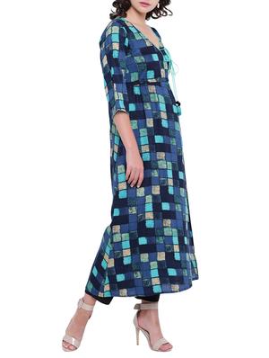 blue rayon aline kurta - 15727412 - Standard Image - 2