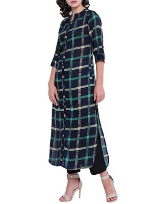 Checkered straight kurta - 15727416 - Standard Image - 2