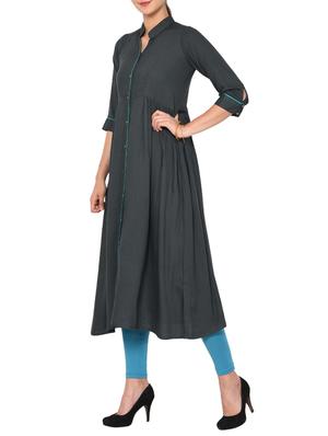 A-line piping solid kurta - 15727419 - Standard Image - 2