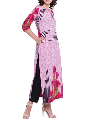 purple crepe straight kurta - 15727426 - Standard Image - 2