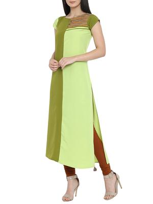 Straight color block kurta - 15727454 - Standard Image - 2