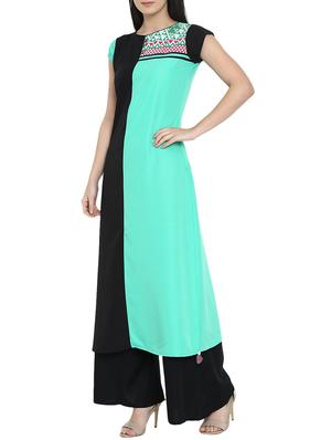 Straight color block kurta - 15727455 - Standard Image - 2