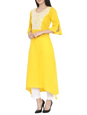 High low net yoke kurta - 15727469 - Standard Image - 2