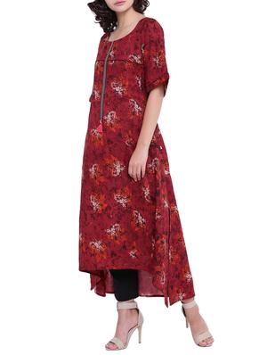 High low printed kurta - 15727478 - Standard Image - 2