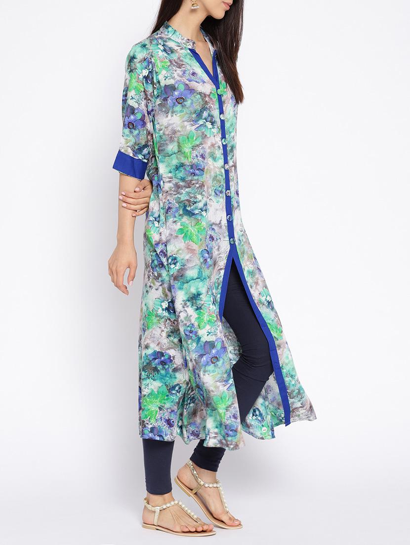 A-line floral printed kurta - 15727498 - Zoom Image - 2