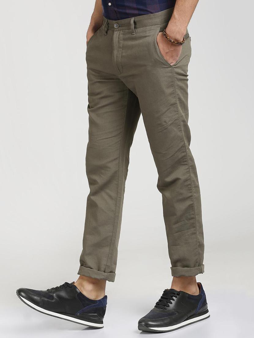 grey cotton blend chinos - 15727668 - Zoom Image - 2
