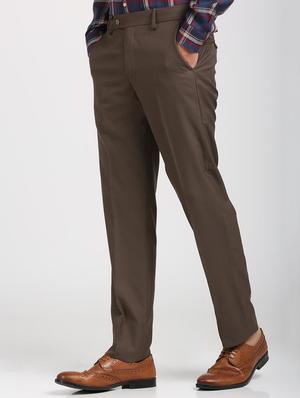 brown polyester blend flat front trousers formal - 15727697 - Standard Image - 2