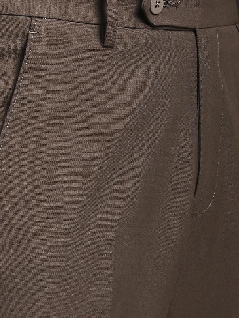 brown polyester blend flat front trousers formal - 15727697 - Zoom Image - 5