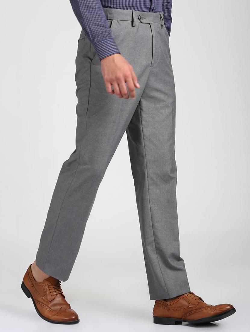 grey polyester blend flat front trousers formal - 15727699 - Zoom Image - 2