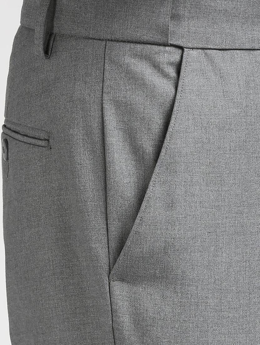 grey polyester blend flat front trousers formal - 15727699 - Zoom Image - 5