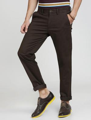 brown cotton blend chinos - 15727702 - Standard Image - 2