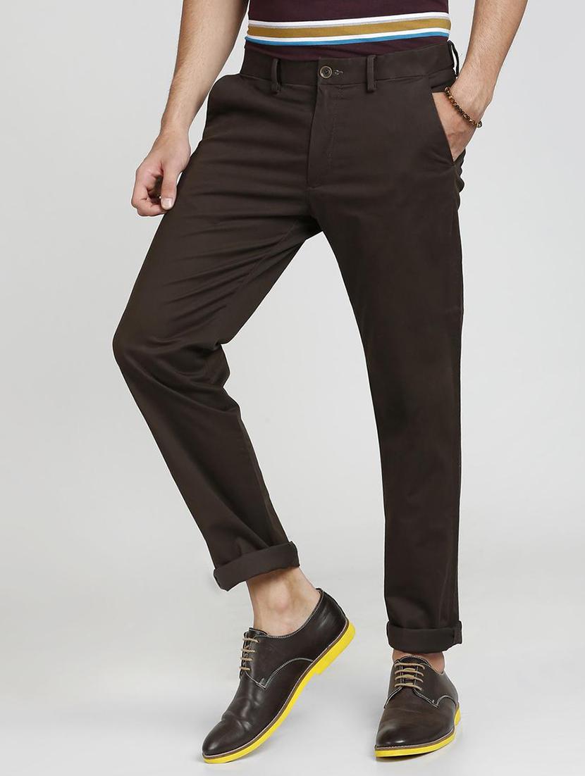 brown cotton blend chinos - 15727702 - Zoom Image - 2