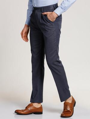 blue polyester blend pleated formal trouser - 15727785 - Standard Image - 2