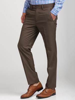 brown polyester blend flat front formal trouser - 15727786 - Standard Image - 2