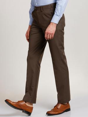 brown polyester blend flat front formal trouser - 15727788 - Standard Image - 2
