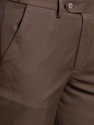 brown polyester blend flat front formal trouser - 15727788 - Standard Image - 5