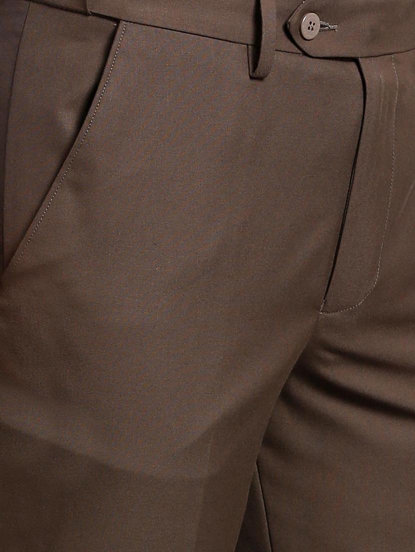 brown polyester blend flat front formal trouser - 15727788 - Zoom Image - 5