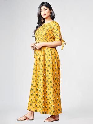 Printed a-line ethnic dress - 15727824 - Standard Image - 2