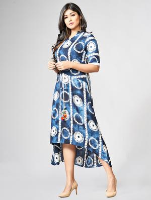 Printed asymmetric ethnic dress - 15727825 - Standard Image - 2