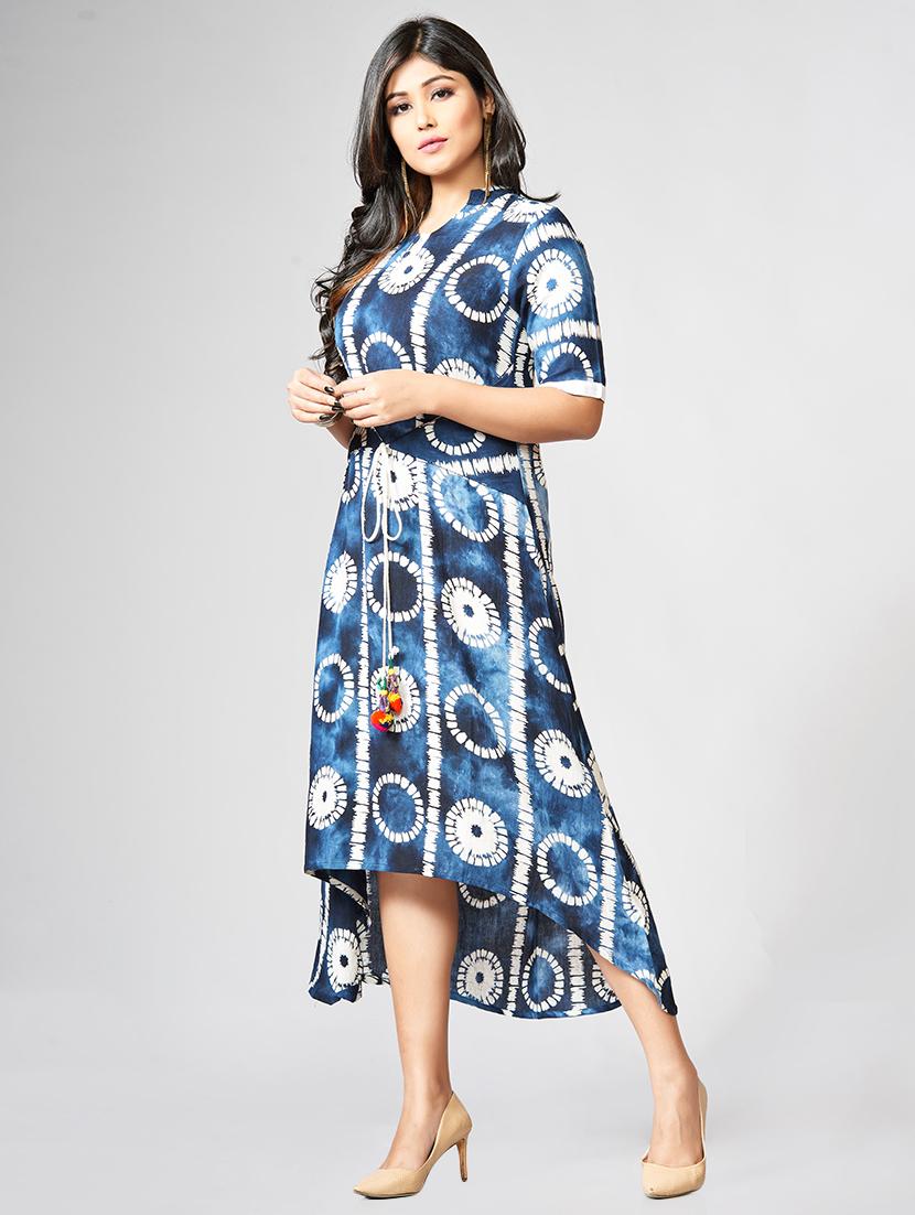 Printed asymmetric ethnic dress - 15727825 - Zoom Image - 2