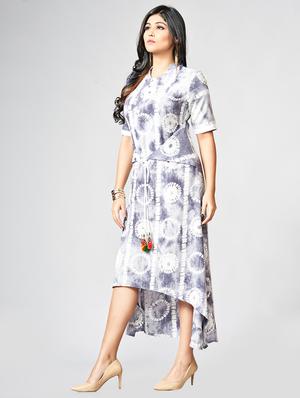Printed a-line ethnic dress - 15727826 - Standard Image - 2