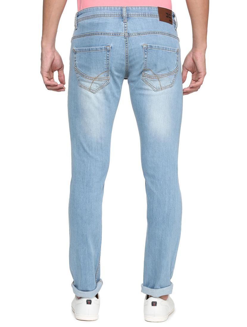 blue cotton blend washed jeans - 15728247 - Zoom Image - 2