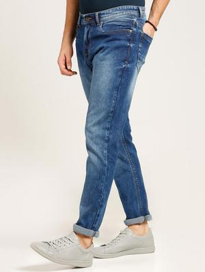 blue cotton blend washed jeans - 15728263 - Standard Image - 2
