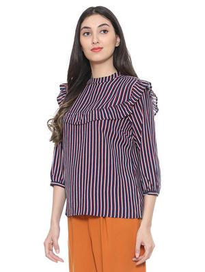 ruffled detail striped top - 15728393 - Standard Image - 2