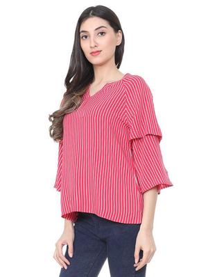 layered sleeved striped boxy top - 15728394 - Standard Image - 2