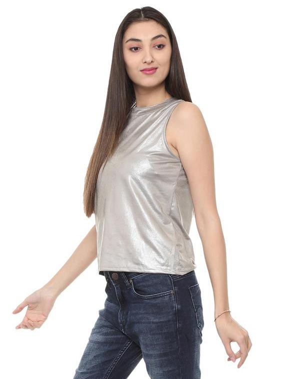 zipper closure sleeveless top - 15728397 - Zoom Image - 2