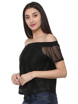 sheer sleeved off shoulder top - 15728398 - Standard Image - 2