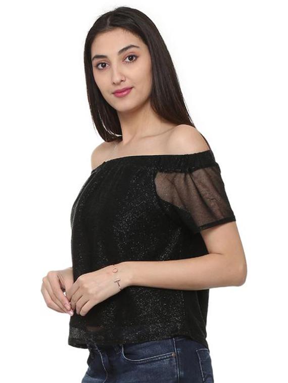 sheer sleeved off shoulder top - 15728398 - Zoom Image - 2